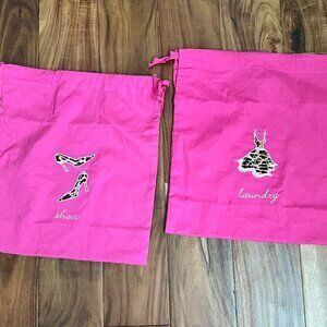 Two Pink & Leopard Travel bags, 100% Cotton